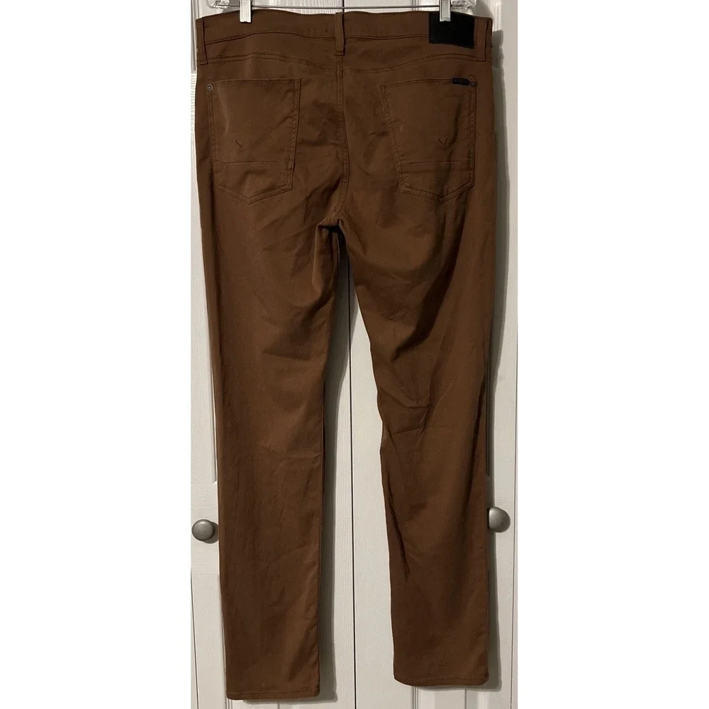 Hudson Blake Slim Straight Zip Fly Brown Men's Chino Flat Front Pants Size 36x35